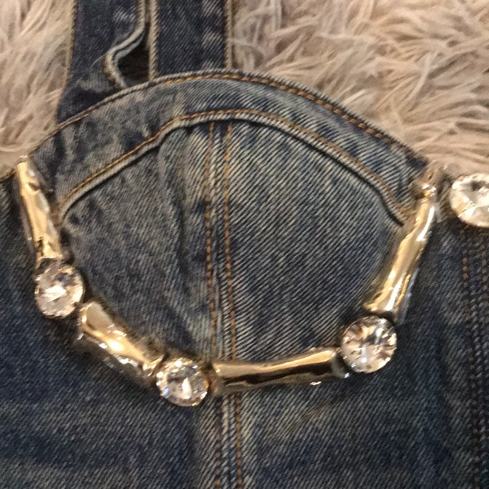New Authentic AREA Denim Bustier Top with Gold Accents Size 2 - Picture 4 of 15